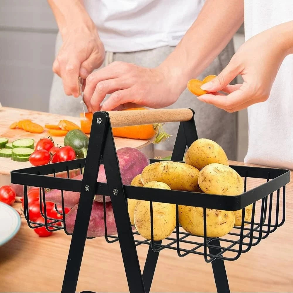 2-Tier Iron Fruit & Vegetable Storage Basket