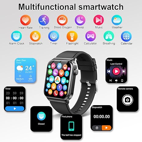 Smart Watch for Men Women, Fitness Tracker Heart Rate Monitor, 1.85" Touch HD Smartwatch for Android
