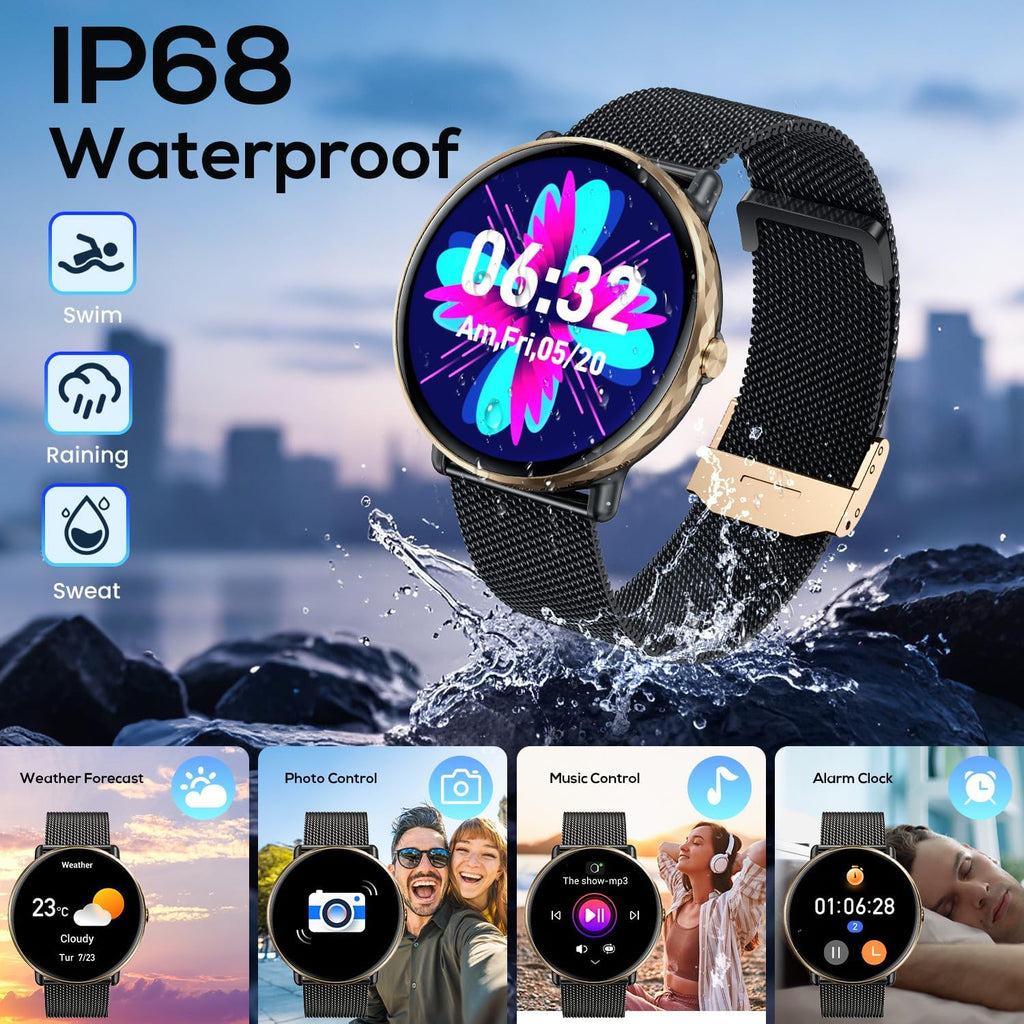 Smart Watches for Men Women Android iOS Phones Touchscreen Waterproof  Waterproof Blood Pressure Heart Rate Step Sport Pedometer
