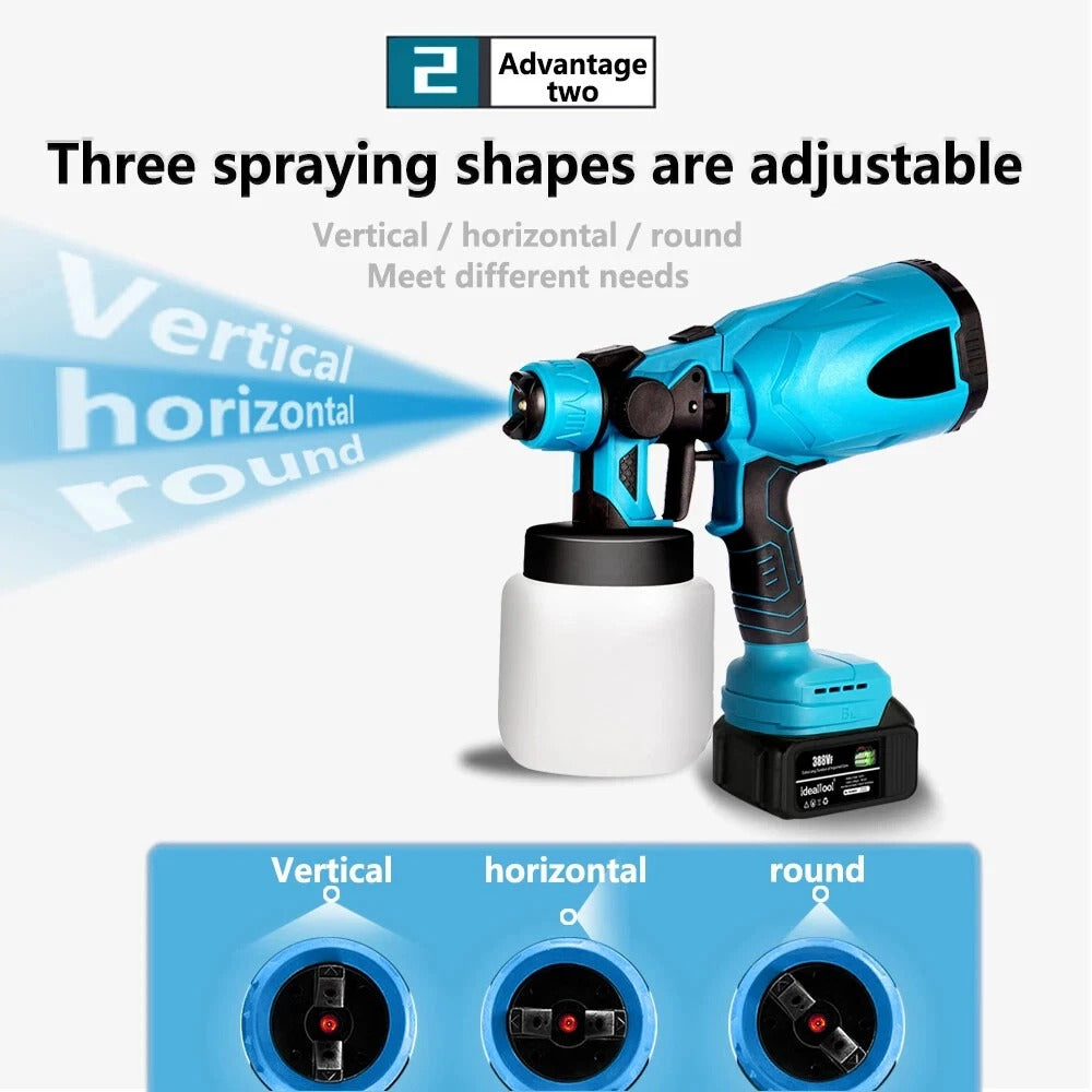 High Pressure Cordless Paint Sprayer Electric Airless HVLP Spray Gun