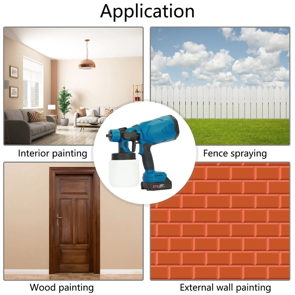 High Pressure Cordless Paint Sprayer Electric Airless HVLP Spray Gun