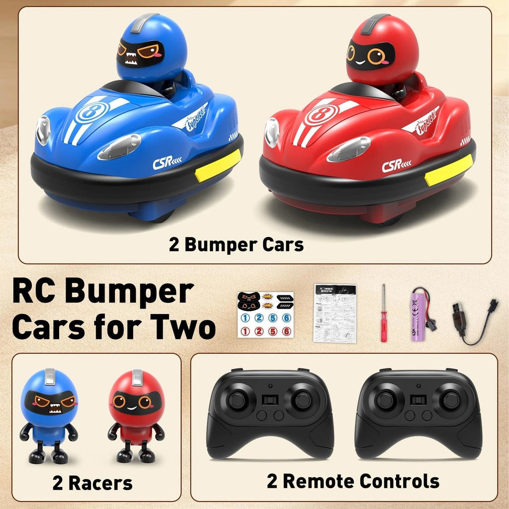 2 Pack Remote Control Bumper Cars | RC Ejecting Battle Toy for Kids