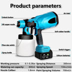 High Pressure Cordless Paint Sprayer Electric Airless HVLP Spray Gun