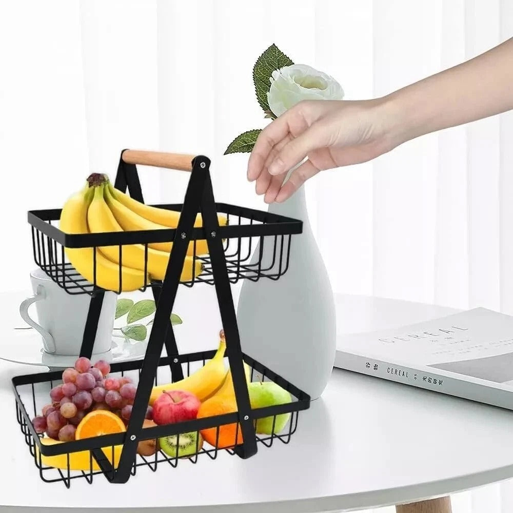 2-Tier Iron Fruit & Vegetable Storage Basket